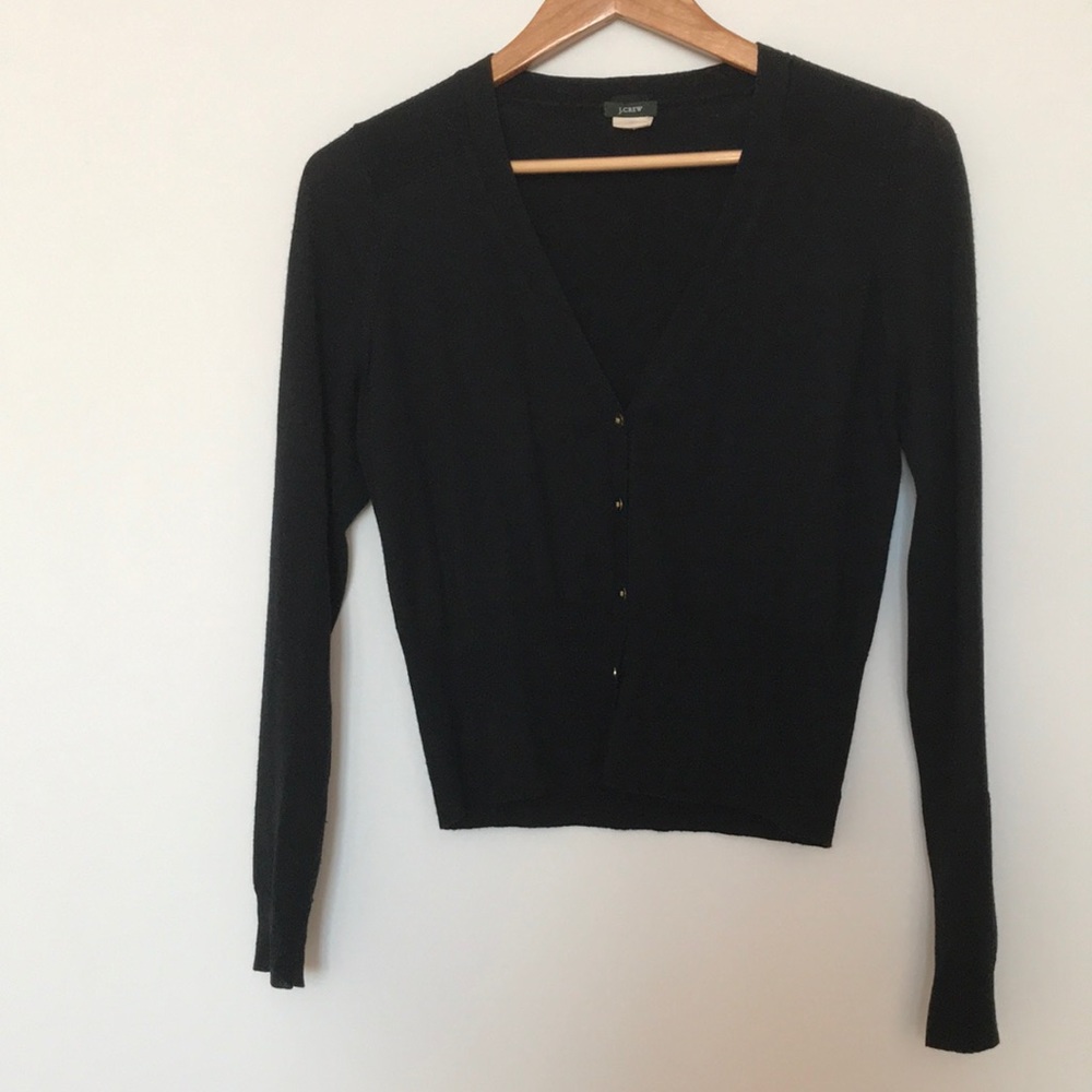 J. Crew wool black button down cardigan Size M